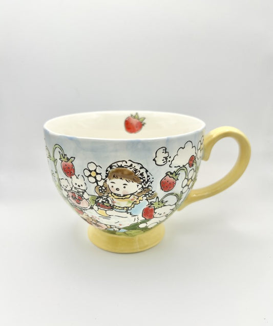 Hand-Painted Ceramic Cup (Wild Strawberry)